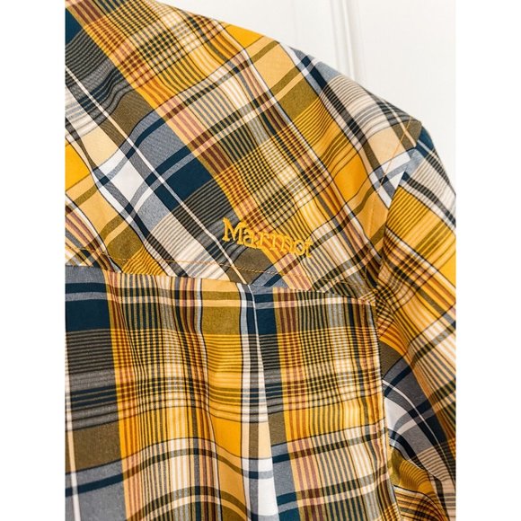 NWT Marmot Lykken Plaid Short-Sleeve Performance Woven Shirt - Solar - Picture 6 of 6